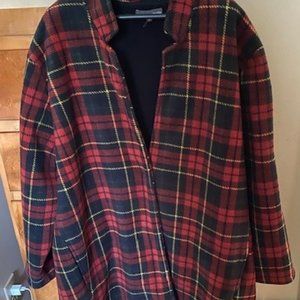 TRENDY PLUS SIZE PLAID FALL COAT, GENTLY USED